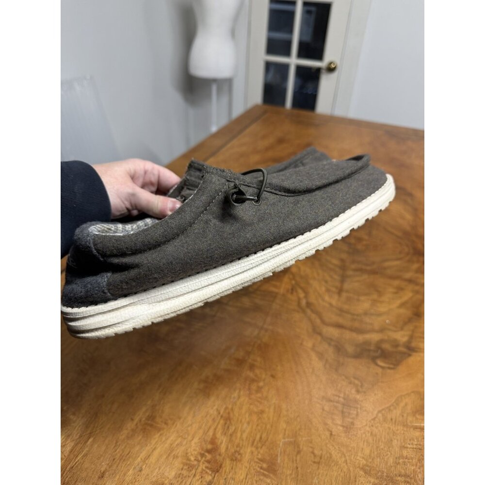 Hey Dude Men’s 13 Olive Wool Collection Wally Halo Slip-On Shoes Dark Green - Picture 3 of 6